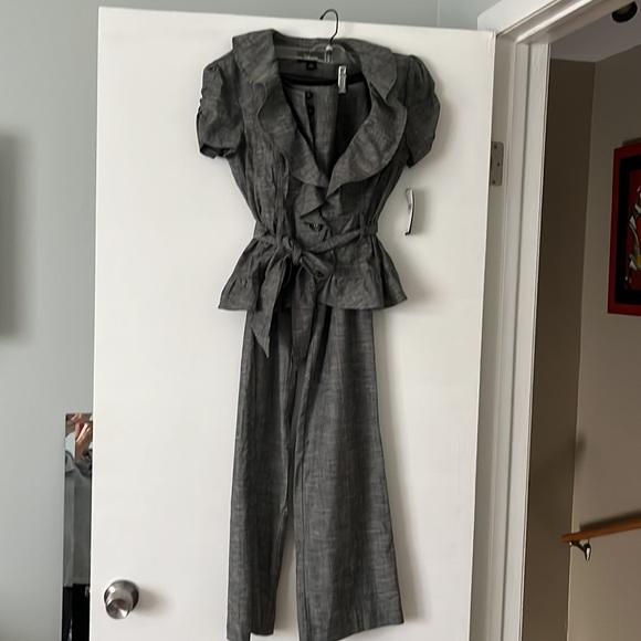 Iz Byer Grey Cotton Two Piece Pant Set - Picture 1 of 15